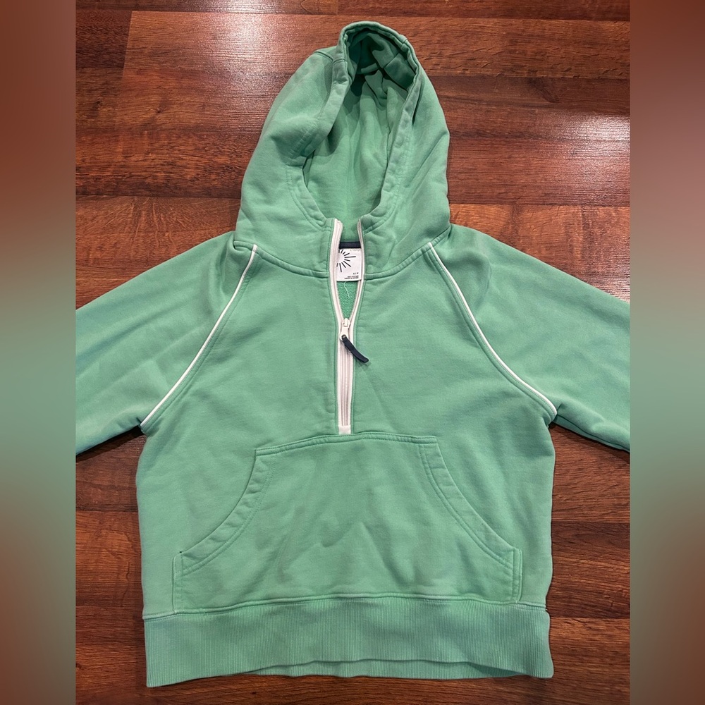 Offline by Aerie Cropped Pullover Sweatshirt Hoodie 1/4 Zip Women’s Small Green
